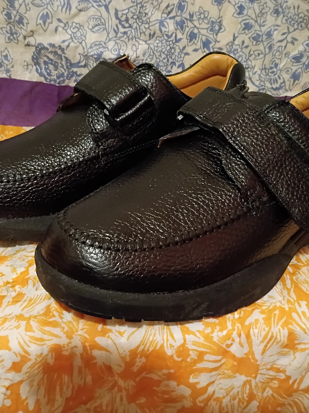 Dr. Comfort Scott 9210 Men's Black Leather Hook & Loop Slip-On Shoes 11.5 XW. BN